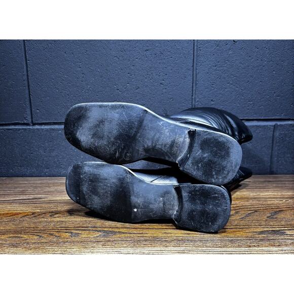 Vintage 90s Y2K STUDIO WORKS Tall Black Leather Square Toe Boots Women’s 6.5 M - Picture 8 of 8